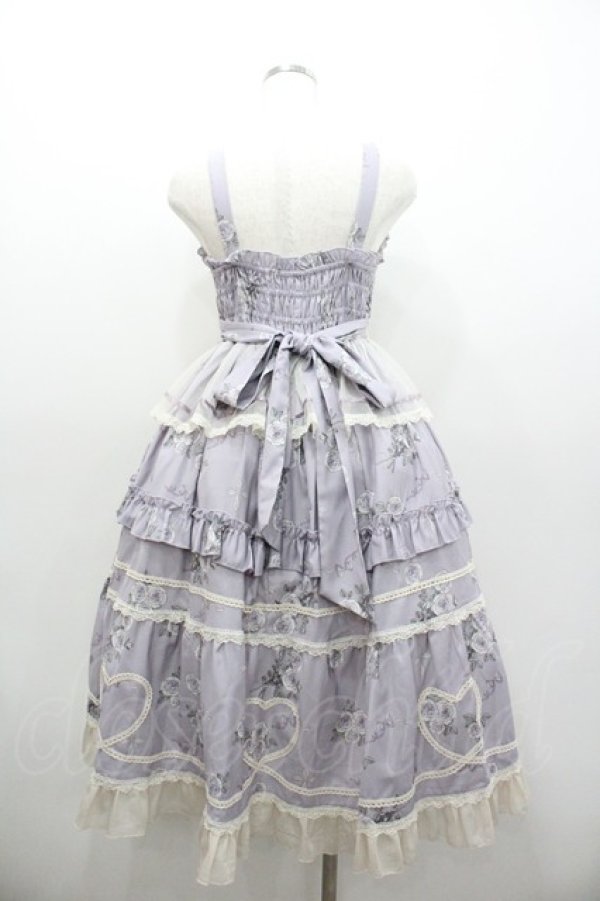 画像2: Lolitimes（海外ロリータブランド） / 薔薇リボンプリントジャンパースカート  ラベンダー I-26-01-06-047-EL-OP-SA-ZI (2)