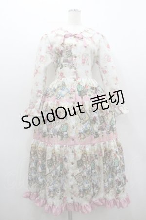 画像: ANGELIQUE ROSA / 不思議の国のアリス柄ワンピース  白Ｘピンク I-26-01-06-048-LO-OP-SA-ZI