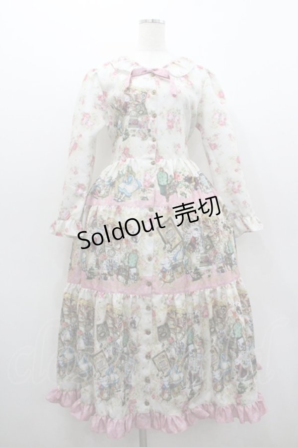 画像1: ANGELIQUE ROSA / 不思議の国のアリス柄ワンピース  白Ｘピンク I-26-01-06-048-LO-OP-SA-ZI (1)