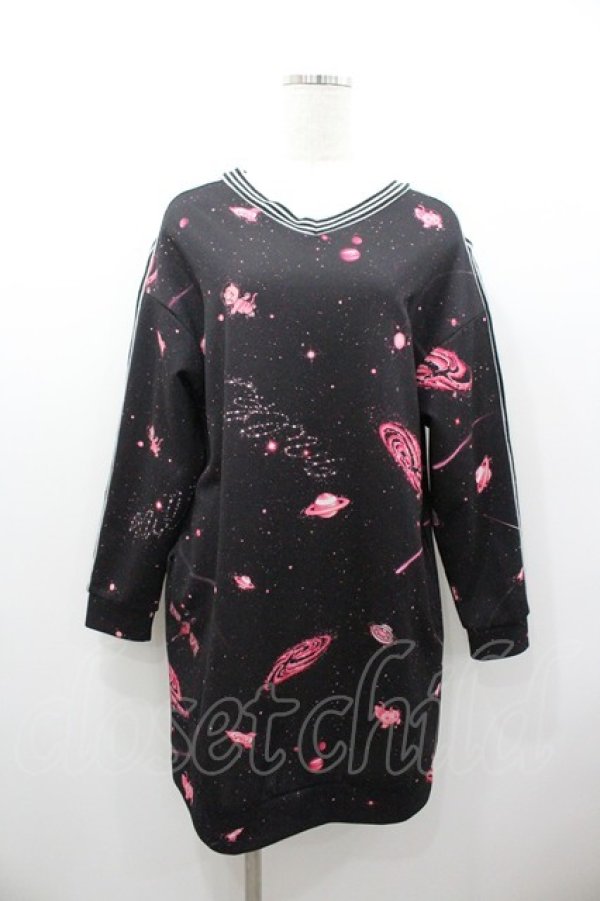 画像1: MILK / COSMOトレーナーワンピース  黒Ｘ赤 I-26-01-06-051-ML-OP-SA-ZI (1)