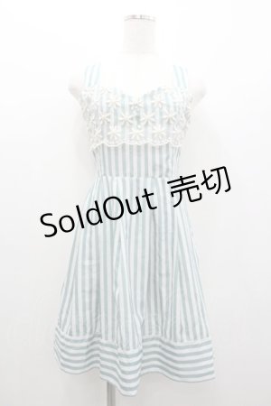 画像: F i.n.t / ストライプ&オーガンジーワンピース  グリーンＸ白 I-26-01-06-057-CA-OP-SA-ZI