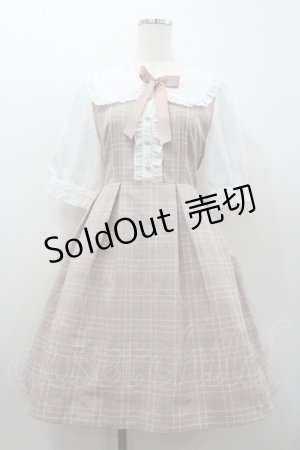 画像: Amavel / ハートリボンチェック切替ワンピース  ピンクＸ白 I-26-01-06-062-CA-OP-SA-ZI