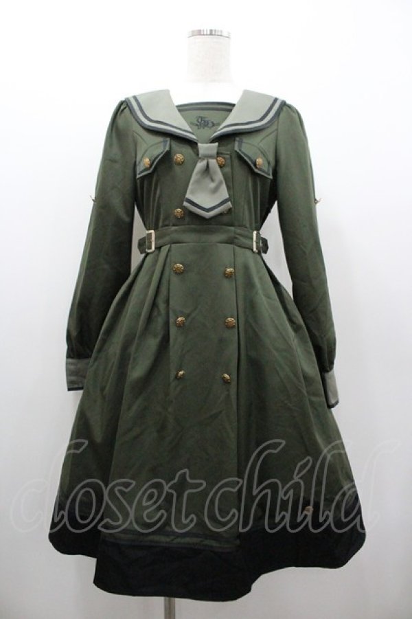 画像1: Amavel / Theatreland Guardian セーラーミリタリーワンピース  カーキ I-26-01-06-063-CA-OP-SA-ZI (1)