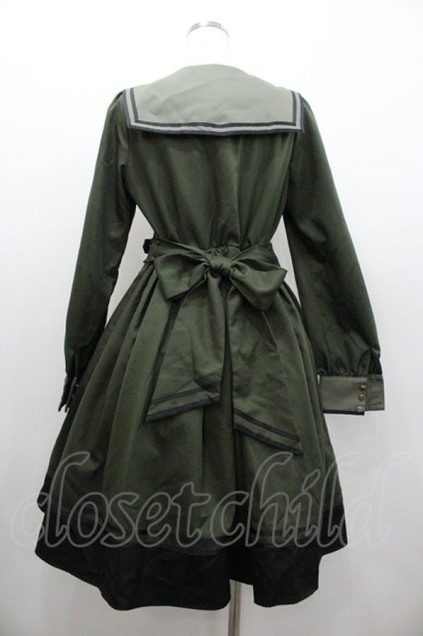 画像2: Amavel / Theatreland Guardian セーラーミリタリーワンピース  カーキ I-26-01-06-063-CA-OP-SA-ZI (2)