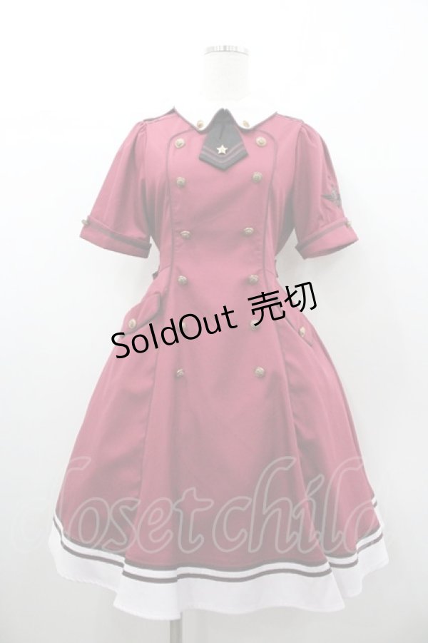 画像1: Amavel / Place Escortミリタリーワンピース  ボルドー I-26-01-06-064-CA-OP-SA-ZI (1)