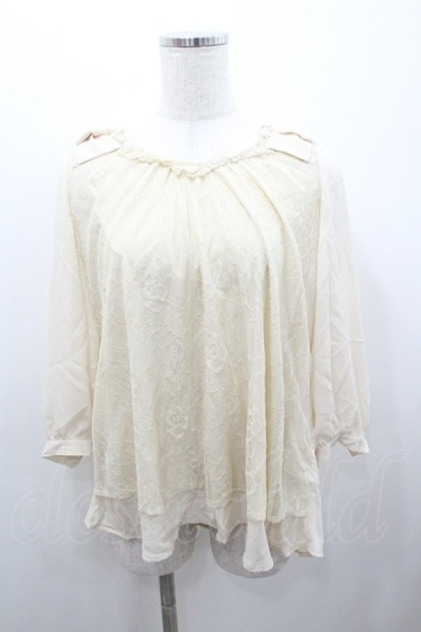 画像1: axes femme / 肩リボンレースブラウス M 生成り I-26-01-06-007-AX-BL-TE-ZI (1)