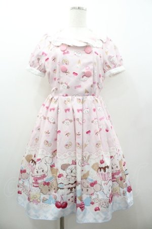 画像: axes femme kawaii / mikko illustration × axes femme KAWAII ダイナーカフェワンピース  ピンク I-26-01-06-067-AX-OP-SA-ZI