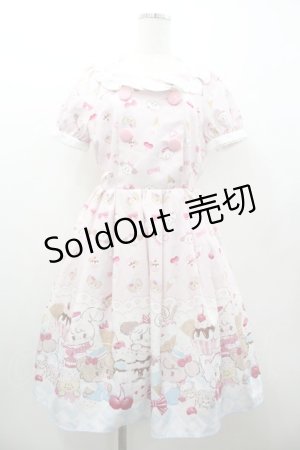 画像: axes femme Kawaii / mikko illustration × axes femme Kawaii ダイナーカフェワンピース  ピンク I-26-01-06-067-AX-OP-SA-ZI