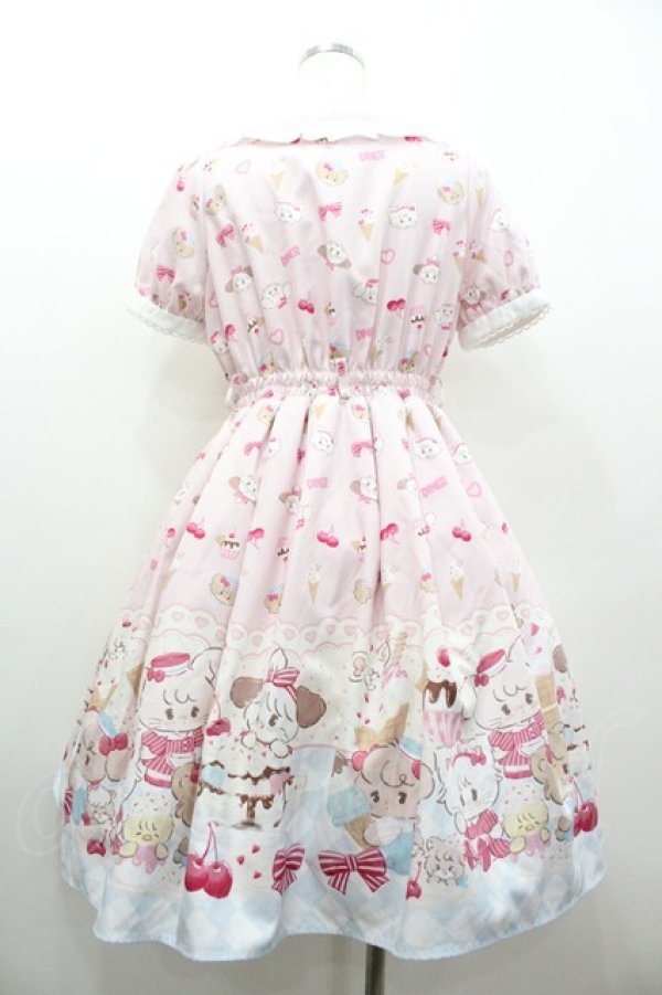 画像2: axes femme kawaii / mikko illustration × axes femme KAWAII ダイナーカフェワンピース  ピンク I-26-01-06-067-AX-OP-SA-ZI (2)