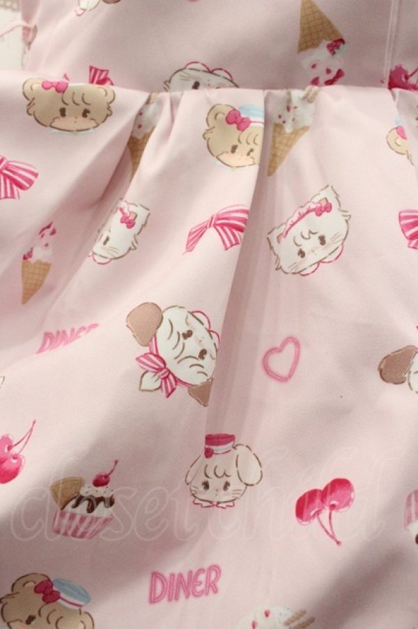 画像5: axes femme kawaii / mikko illustration × axes femme KAWAII ダイナーカフェワンピース  ピンク I-26-01-06-067-AX-OP-SA-ZI (5)