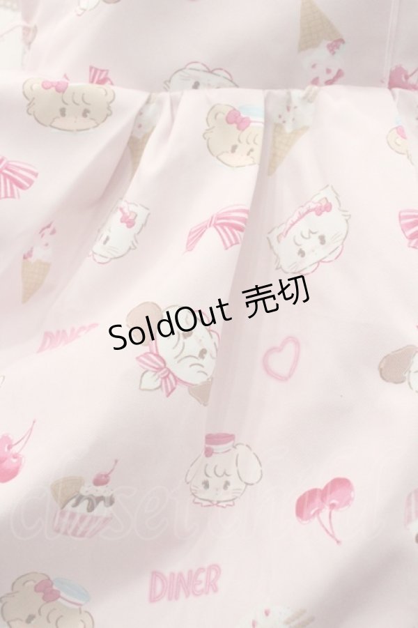 画像5: axes femme Kawaii / mikko illustration × axes femme Kawaii ダイナーカフェワンピース  ピンク I-26-01-06-067-AX-OP-SA-ZI (5)