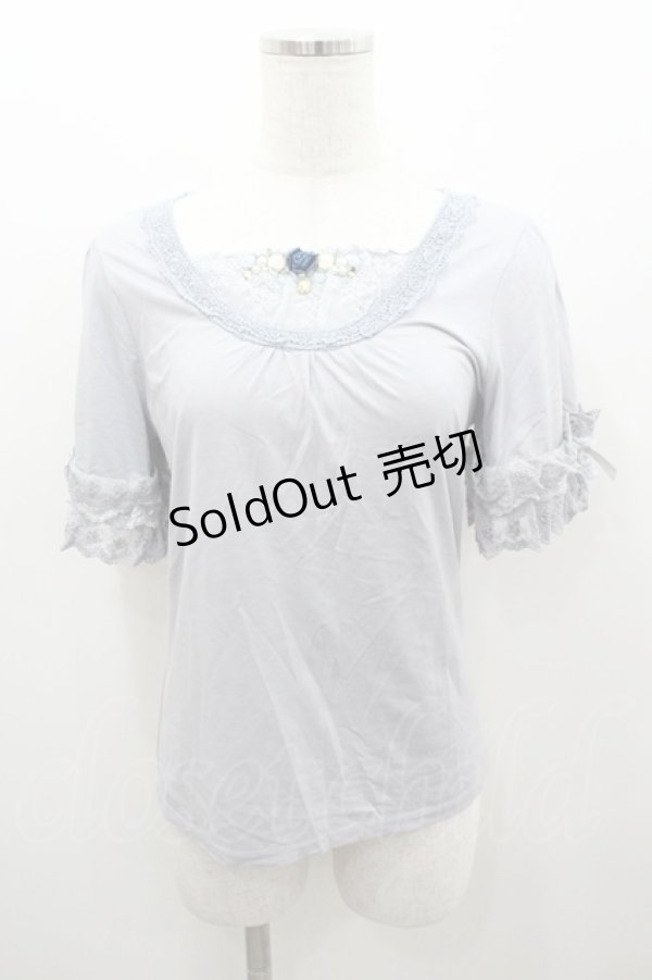 画像1: axes femme / 薔薇モチーフインナープルオーバー M サックス I-26-01-06-008-AX-TO-TE-ZI (1)