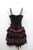画像2: OZZ ANGELO / 薔薇刺繍サイド編み上げコルセットキャミワンピース  黒Ｘ赤 I-26-01-06-074-OO-OP-SA-ZI (2)