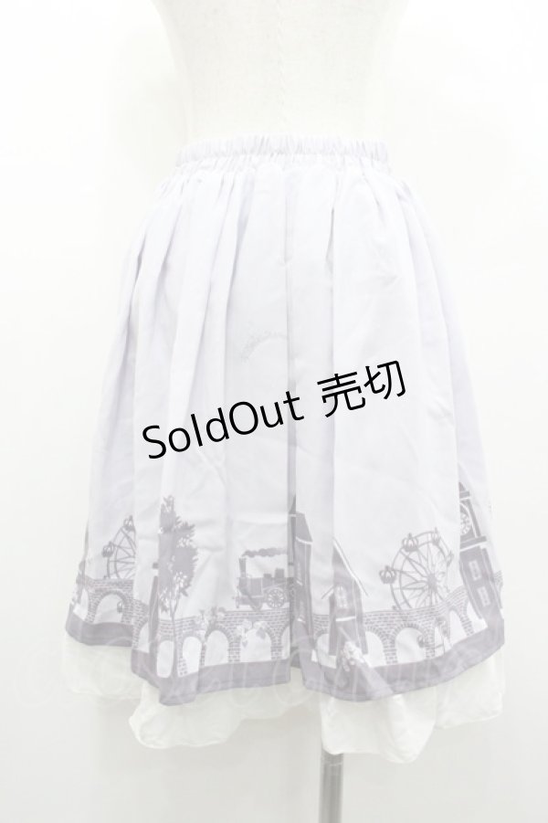 画像2: axes femme / 町並み柄スカート  ラベンダー I-26-01-06-079-AX-SK-SA-ZI (2)