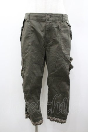 画像: axes femme / レース刺繍クロップドパンツ L カーキ I-26-01-06-080-AX-PA-TE-ZI