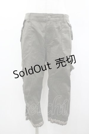 画像: axes femme / レース刺繍クロップドパンツ L カーキ I-26-01-06-080-AX-PA-TE-ZI