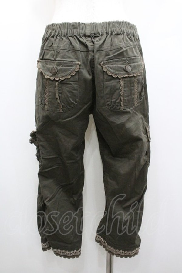 画像2: axes femme / レース刺繍クロップドパンツ L カーキ I-26-01-06-080-AX-PA-TE-ZI (2)