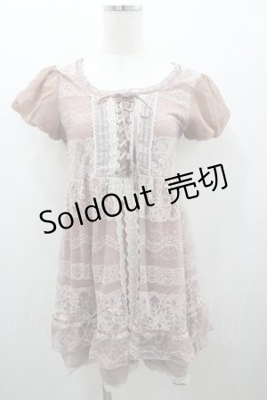 画像: axes femme / 刺繍入りチュールチュニック M ピンク I-26-01-06-009-AX-TO-TE-ZI