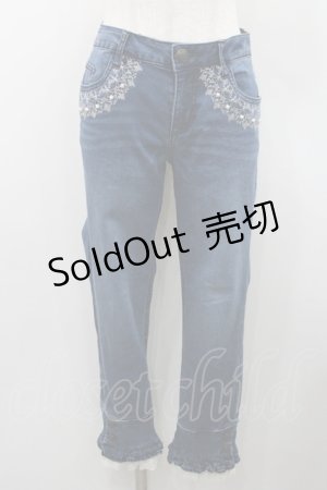 画像: axes femme / パール刺繍ポケットパンツ L インディゴ I-26-01-06-084-AX-PA-TE-ZI