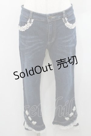 画像: axes femme / ローズレースデニムパンツ  インディゴ I-26-01-06-085-AX-PA-TE-ZI