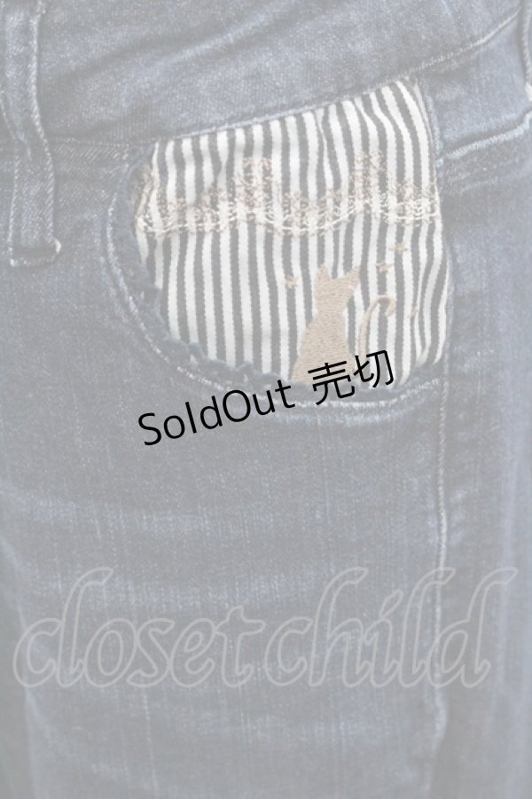 画像3: axes femme / 猫ストライプストレッチパンツ L インディゴ I-26-01-06-086-AX-PA-TE-ZI (3)