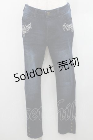 画像: axes femme / 鳥かご刺繍デニムパギンス L インディゴ I-26-01-06-087-AX-PA-TE-ZI