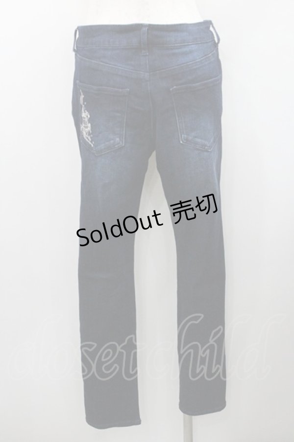 画像2: axes femme / 鳥かご刺繍デニムパギンス L インディゴ I-26-01-06-087-AX-PA-TE-ZI (2)