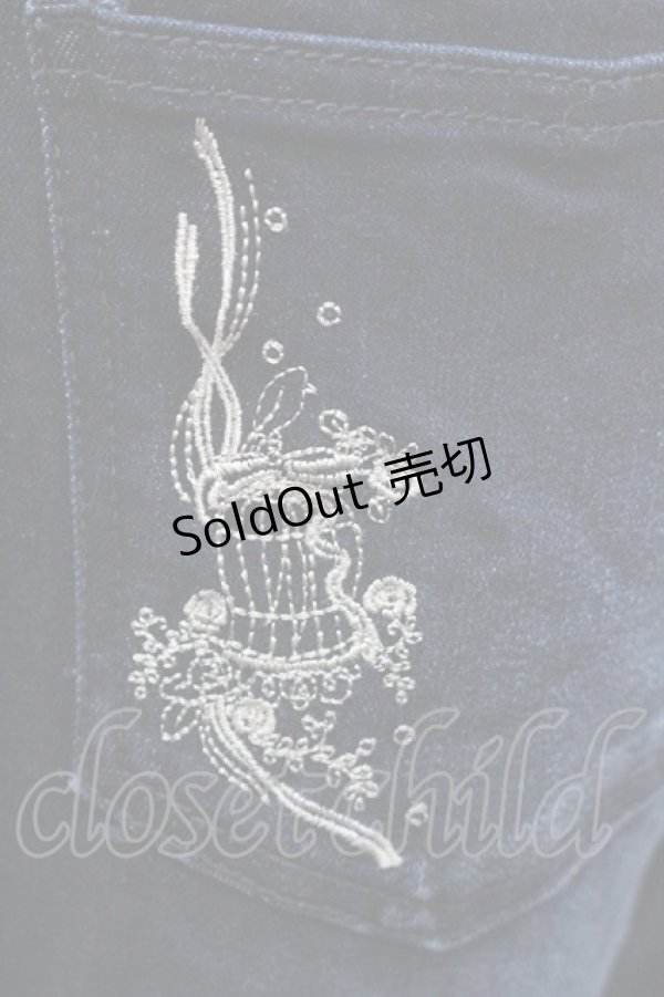 画像4: axes femme / 鳥かご刺繍デニムパギンス L インディゴ I-26-01-06-087-AX-PA-TE-ZI (4)