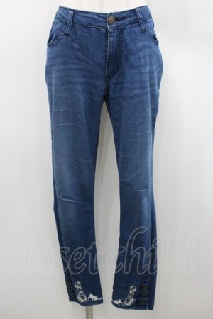 画像: axes femme / ねこ刺繍デニムパギンス L インディゴ I-26-01-06-088-AX-PA-TE-ZI