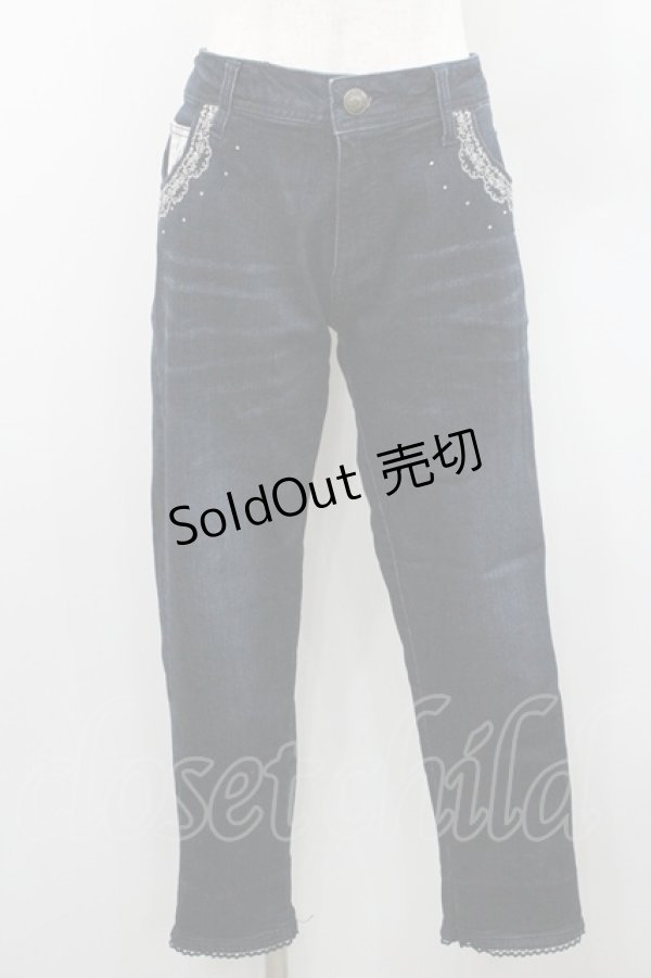 画像1: axes femme / スカラップ刺繍パンツ M インディゴ I-26-01-06-089-AX-PA-TE-ZI (1)