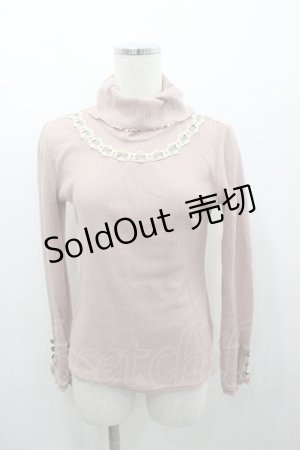 画像: axes femme / はしごレースリブタートルニットソー M ピンク I-26-01-06-011-AX-TO-TE-ZI