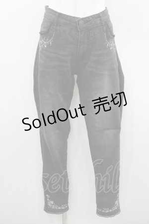 画像: axes femme / チェーン刺繍パンツ L 黒 I-26-01-06-092-AX-PA-TE-ZI