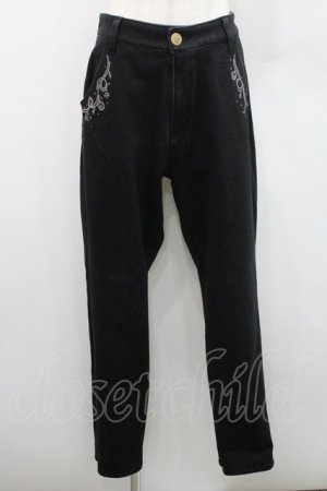 画像: axes femme / 刺繍デニムパンツ L 黒 I-26-01-06-093-AX-PA-TE-ZI