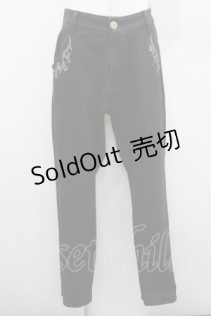 画像: axes femme / 刺繍デニムパンツ L 黒 I-26-01-06-093-AX-PA-TE-ZI