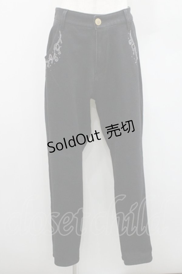 画像1: axes femme / 刺繍デニムパンツ L 黒 I-26-01-06-093-AX-PA-TE-ZI (1)