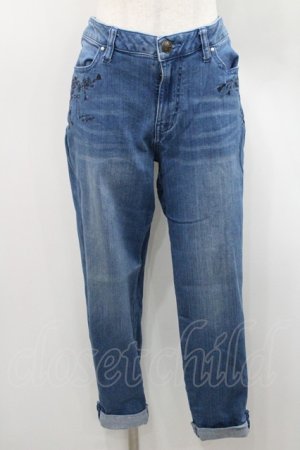 画像: axes femme / 刺繍入デニムパンツ L ブルー I-26-01-06-094-AX-PA-TE-ZI