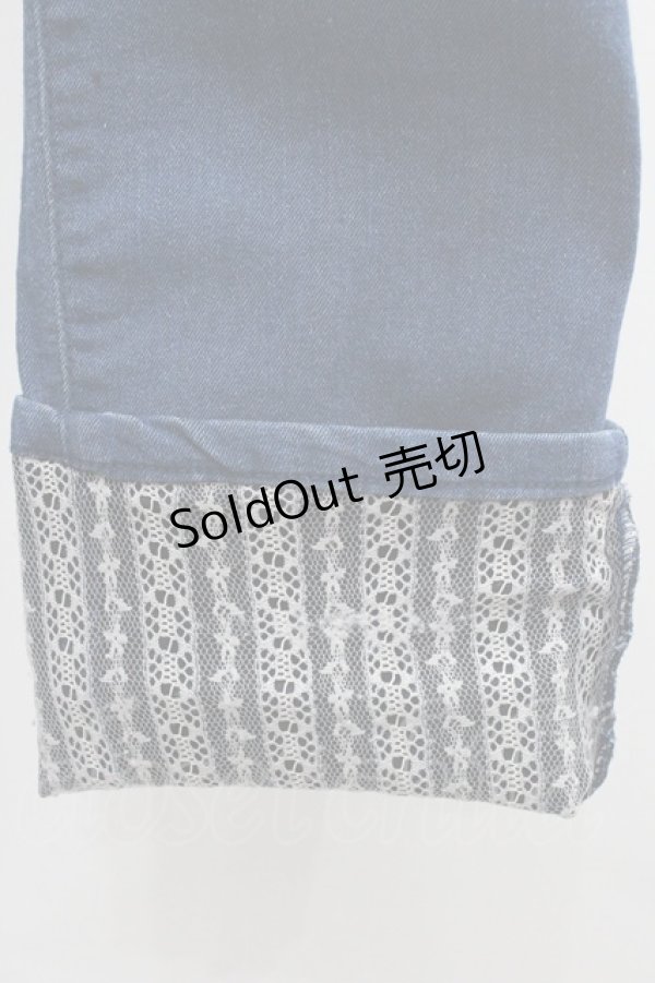 画像5: axes femme / 裾レースストレッチデニムパンツ L ブルー I-26-01-06-095-AX-PA-TE-ZI (5)