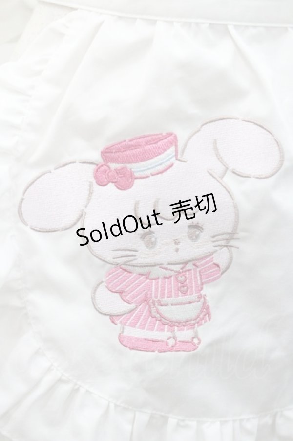 画像3: axes femme kawaii / mikkoコラボ刺繍エプロン  白 I-26-01-06-100-AX-SK-SA-ZI (3)
