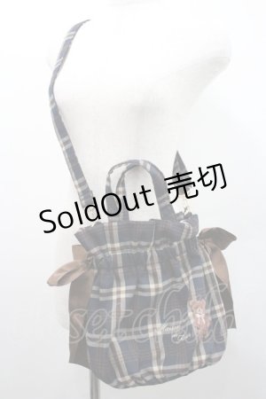 画像: Maison de FLEUR / ベア刺繍ギャザー2WAYトートバッグ  黒Ｘブラウン I-26-01-06-103-LO-BG-SA-ZI