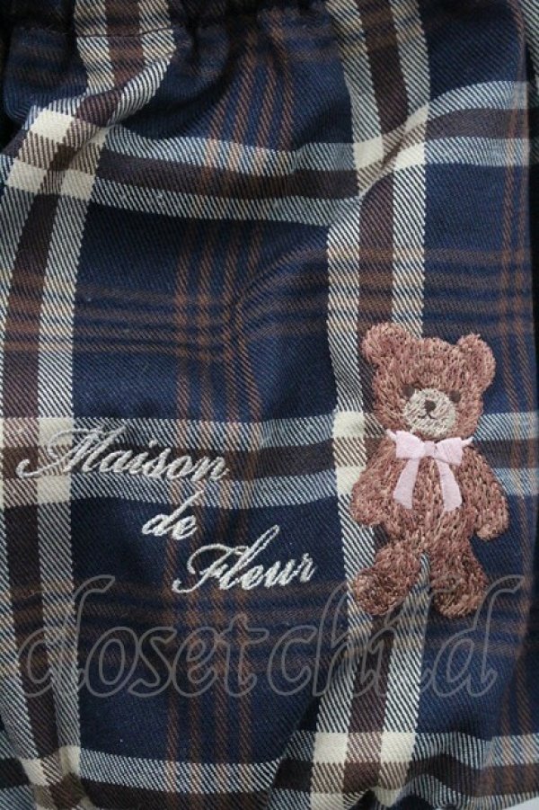 画像3: Maison de FLEUR / ベア刺繍ギャザー2WAYトートバッグ  黒Ｘブラウン I-26-01-06-103-LO-BG-SA-ZI (3)