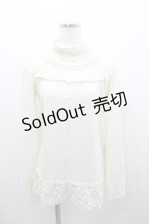 画像: axes femme / はしごレース起毛レースハイネックカットソー M アイボリー I-26-01-06-014-AX-TO-TE-ZI