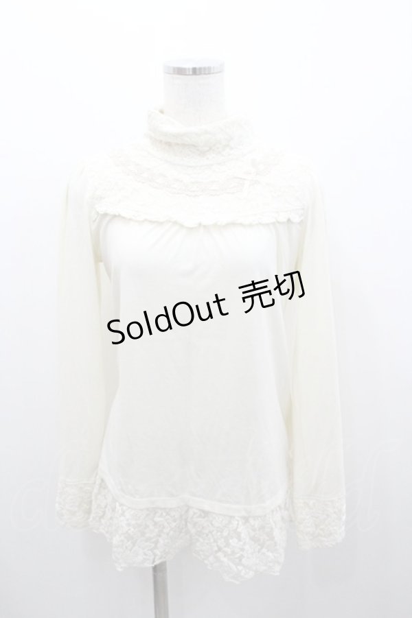 画像1: axes femme / はしごレース起毛レースハイネックカットソー M アイボリー I-26-01-06-014-AX-TO-TE-ZI (1)