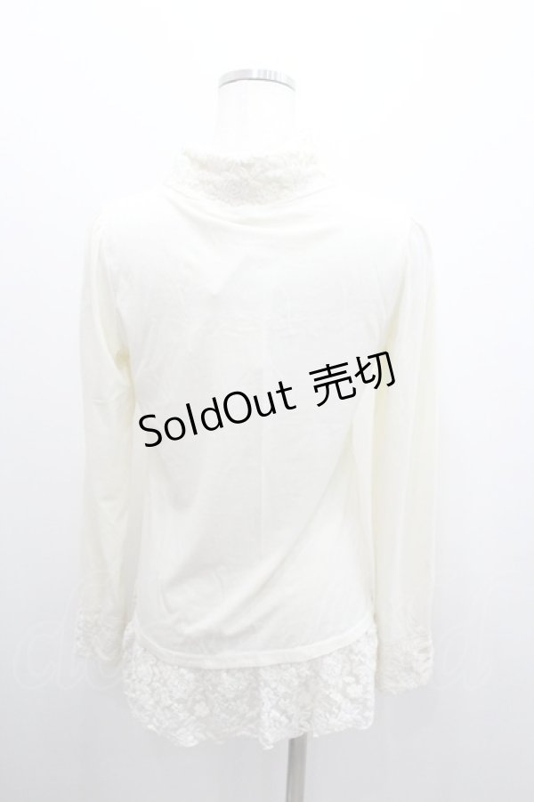 画像2: axes femme / はしごレース起毛レースハイネックカットソー M アイボリー I-26-01-06-014-AX-TO-TE-ZI (2)