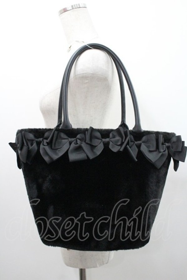 画像1: m petit by misako / AM*NIリボンFバッグ  黒 I-26-01-06-106-LO-BG-SA-ZI (1)