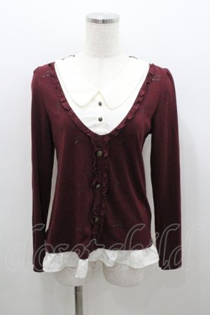 画像: axes femme / 音符刺繍ブラウス M ワイン I-26-01-06-016-AX-BL-TE-ZI