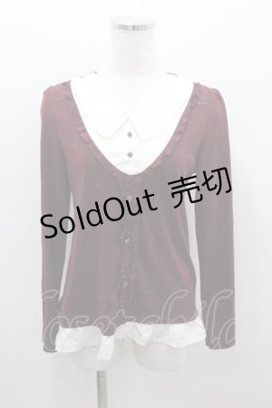 画像: axes femme / 音符刺繍ブラウス M ワイン I-26-01-06-016-AX-BL-TE-ZI