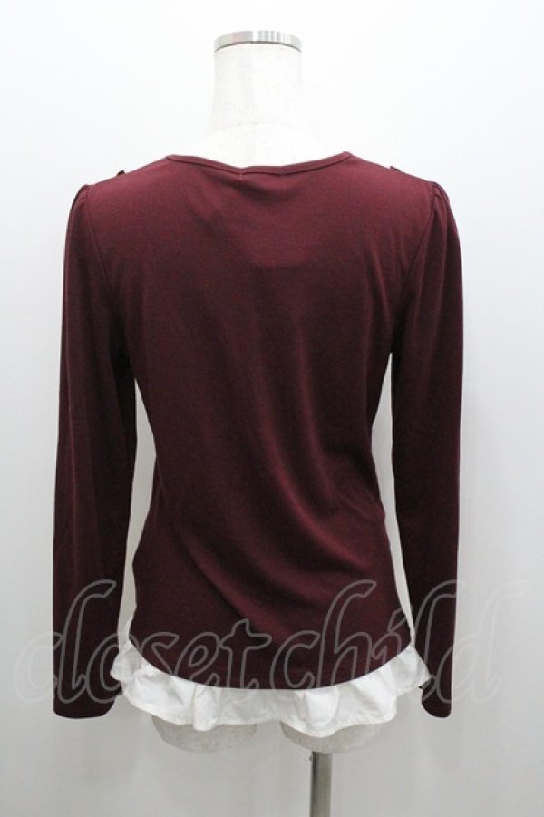 画像2: axes femme / 音符刺繍ブラウス M ワイン I-26-01-06-016-AX-BL-TE-ZI (2)