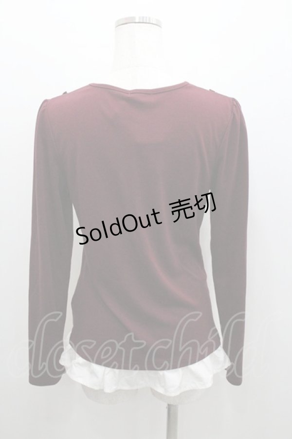 画像2: axes femme / 音符刺繍ブラウス M ワイン I-26-01-06-016-AX-BL-TE-ZI (2)