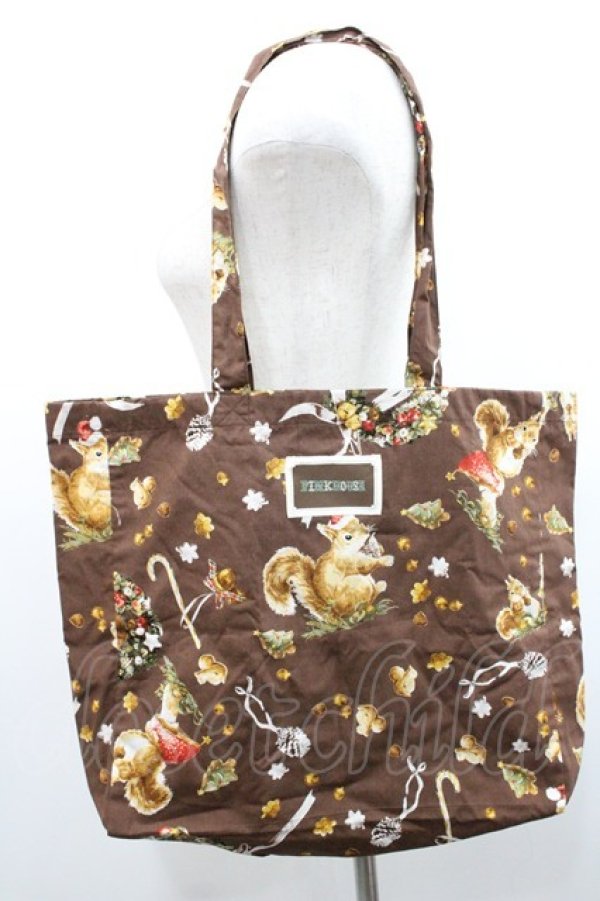 画像1: PINK HOUSE / ウィンターフォレストトリートプリントバッグ  ブラウン I-26-01-06-111-LO-BG-SA-ZI (1)