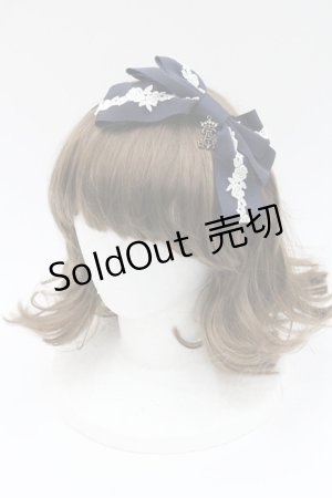画像: ALICE and the PIRATES / A/Pローズレースのグログランリボンカチューシャ  ネイビーＸ白 I-26-01-06-114-PA-AC-SA-ZI